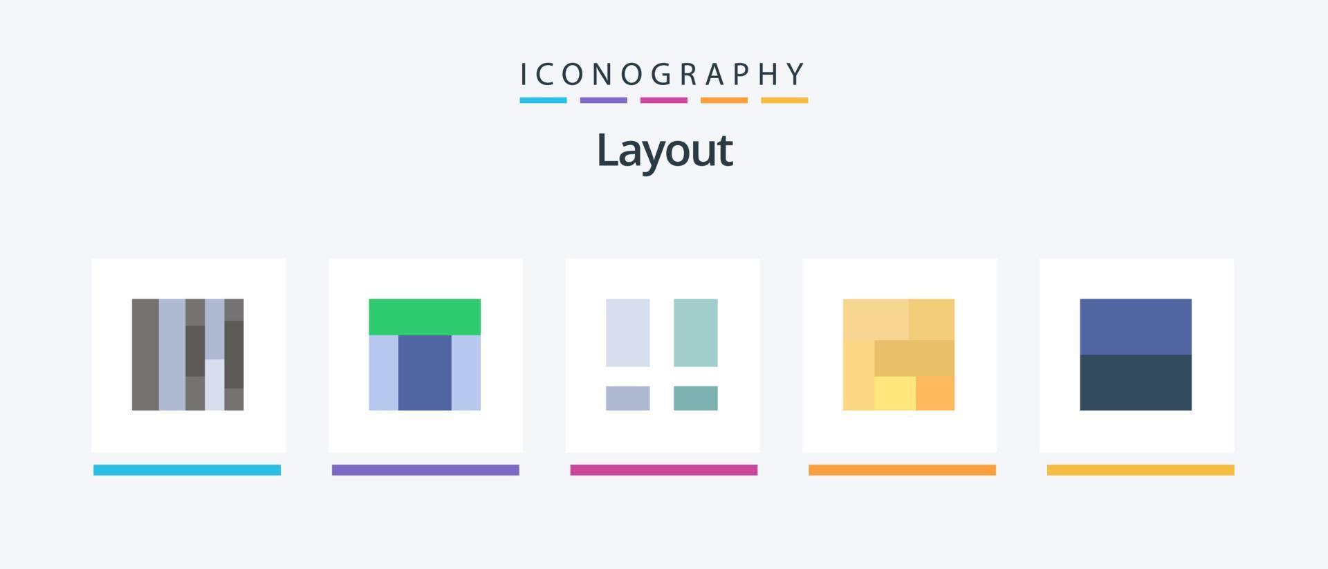 pacote de ícones de layout plano 5, incluindo . layout. layout. interface. seção. design de ícones criativos vetor