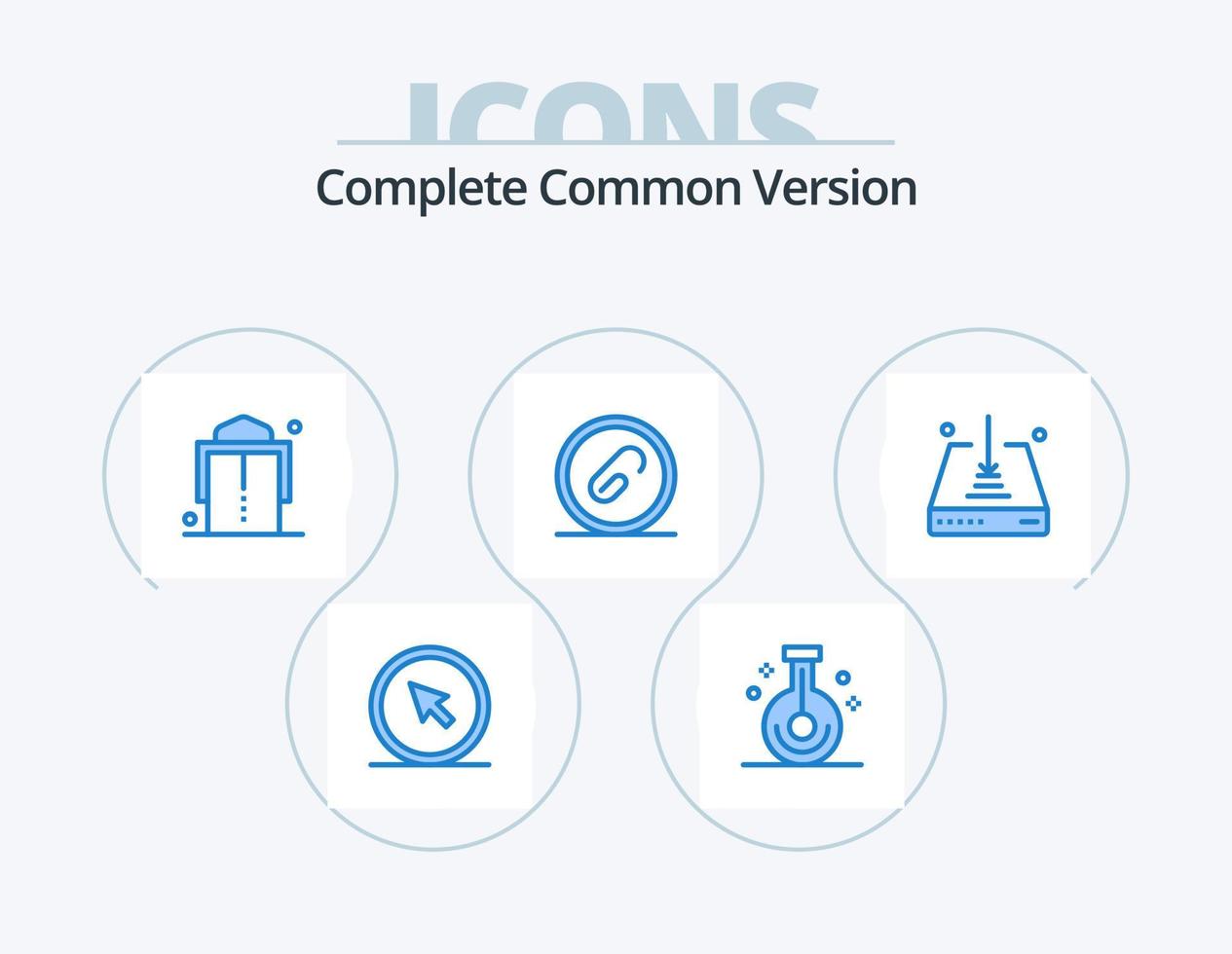 versão comum completa do pacote de ícones azuis 5 design de ícones. alfinete. extensão. pesquisar. documento. cinto vetor