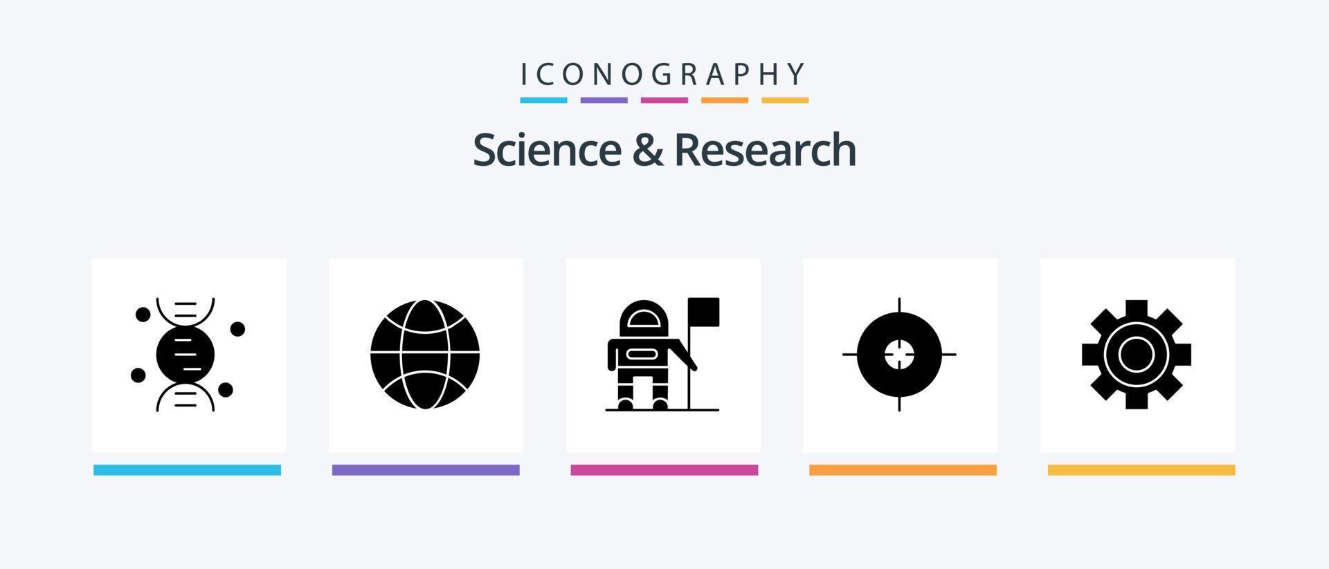 pacote de ícones de glifo de ciência 5 incluindo . Ciência. bandeira. contexto. engrenagem design de ícones criativos vetor