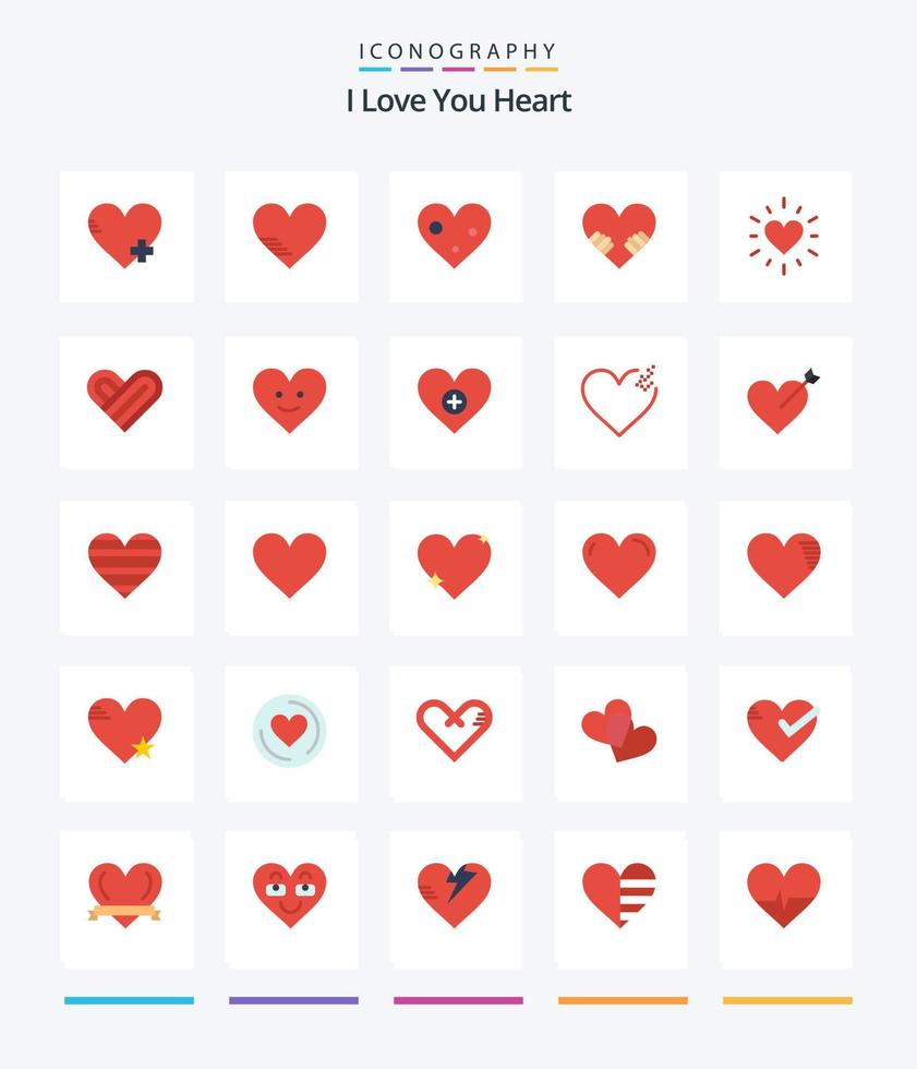 coração criativo 25 pacote de ícones planos, como coração. coração. amor. como. feliz vetor
