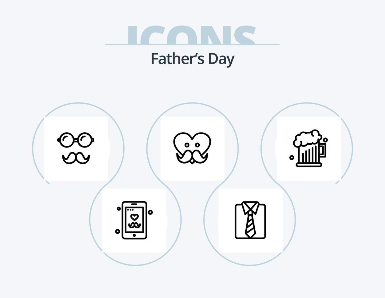 ícone da linha do dia dos pais pack 5 design de ícones. Dia dos Pais. pai. balão. pais. borda vetor