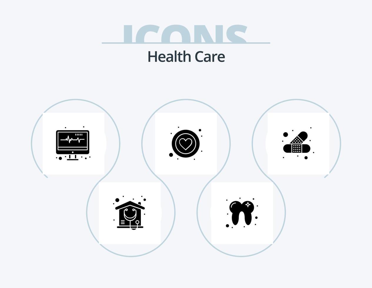 ícone de glifo de cuidados de saúde pack 5 design de ícone. banda. bater. coração. Cuidado vetor