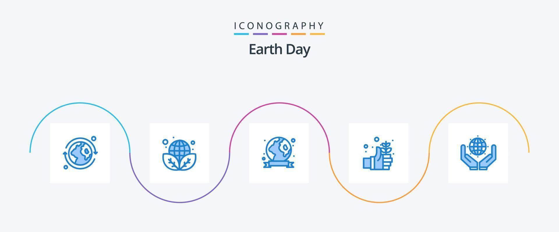 pacote de ícones do dia da terra azul 5, incluindo salvar o mundo. verde. Dia da Terra. mão. dia vetor