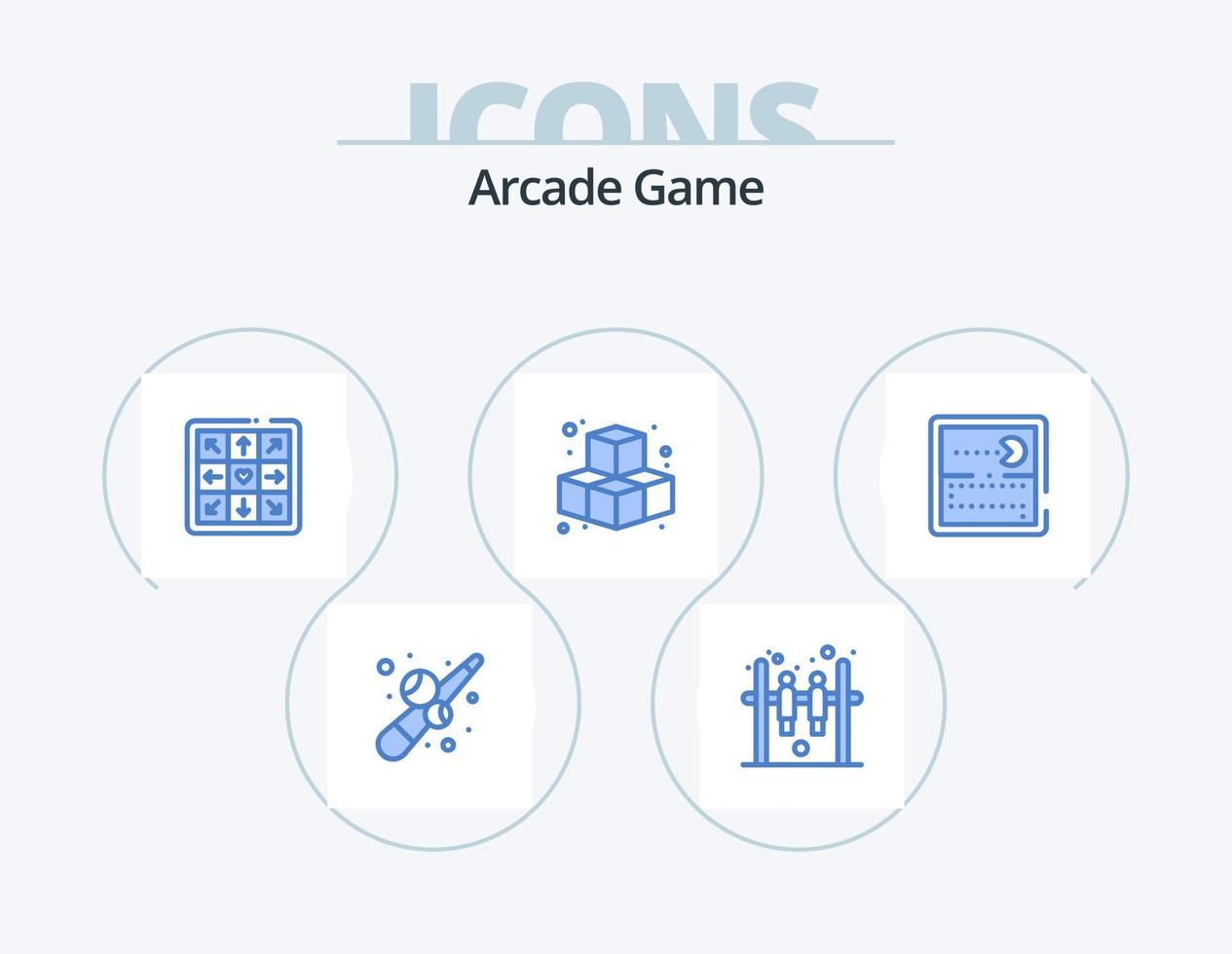 Arcade ícone azul pack 5 design de ícone. . pacman. jogo. jogos. jogar vetor