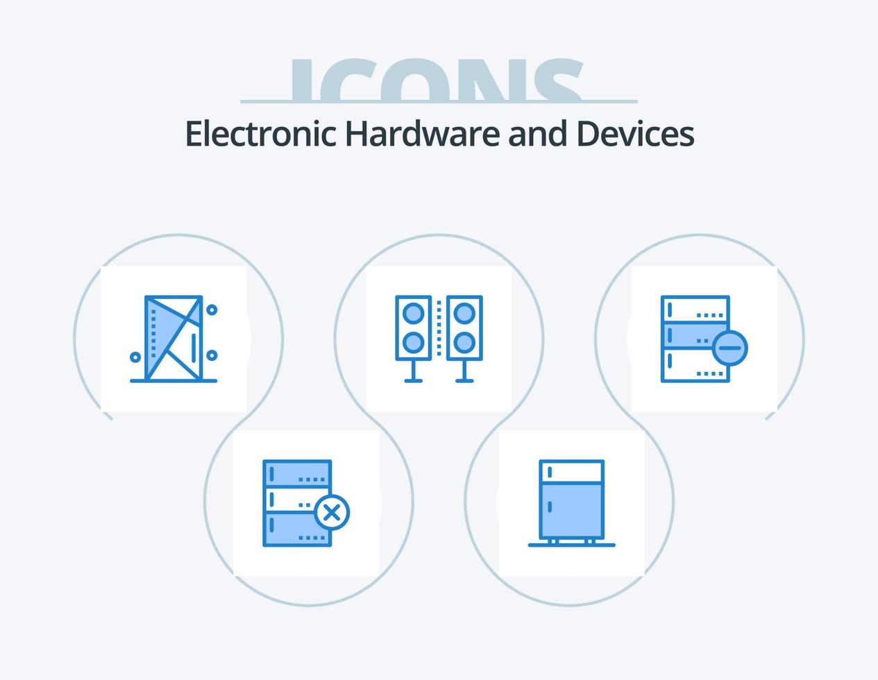 design de ícones do pacote de ícones azuis de dispositivos 5. tecnologia. produtos. console. eletrônicos. escudo vetor