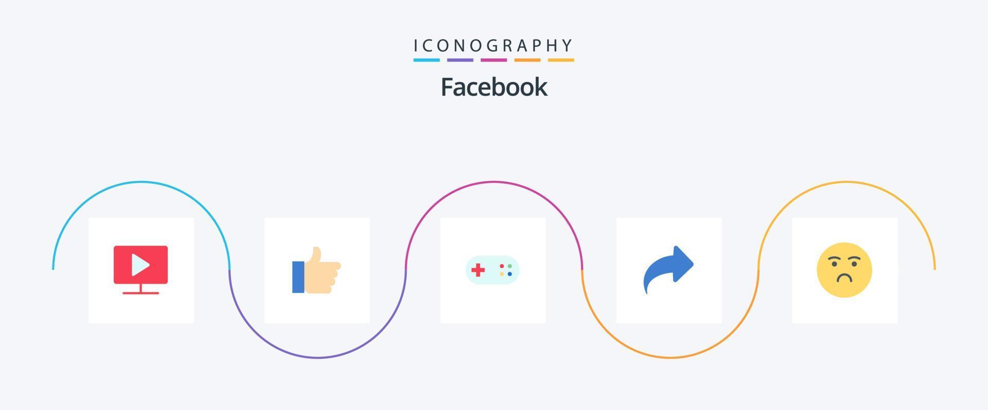 Pacote de ícones do Facebook Flat 5, incluindo emoção. avançar. ajuda. certo. seta vetor