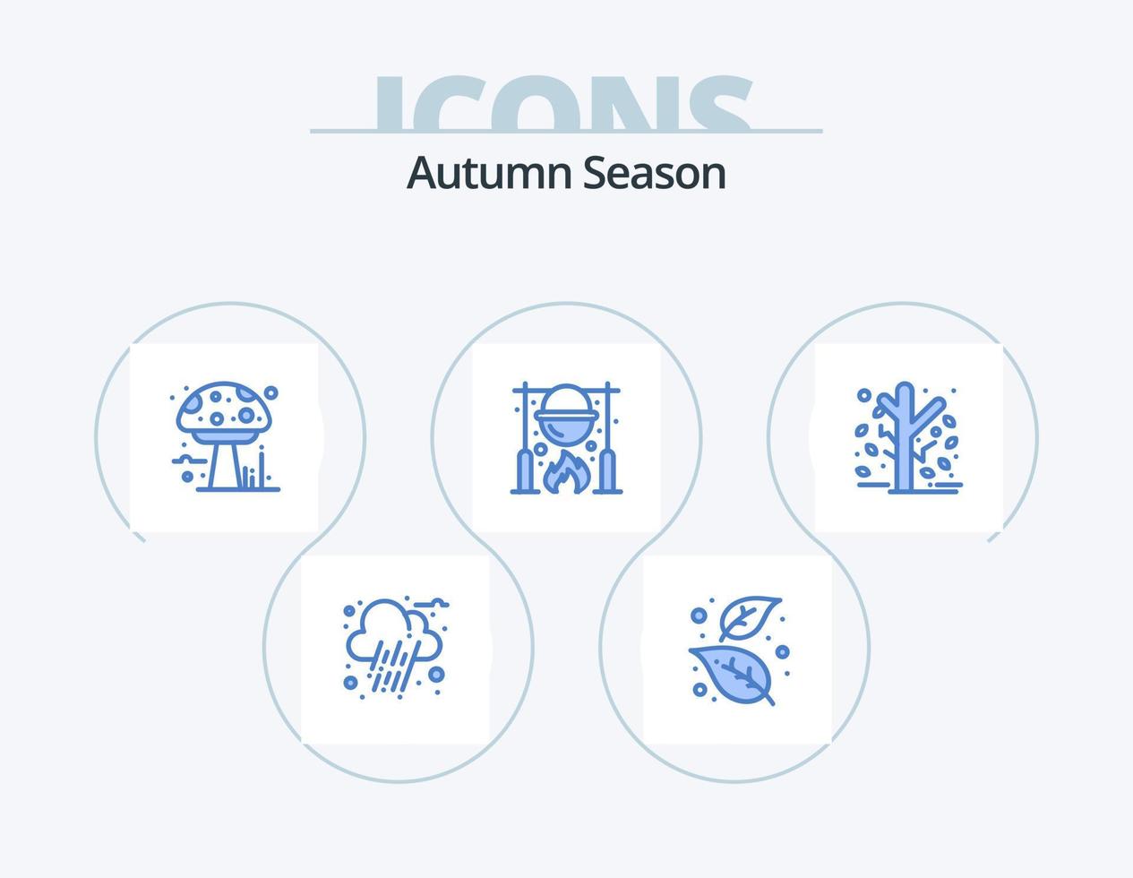 outono ícone azul pack 5 design de ícone. outono. comida. amanita. piquenique. outono vetor