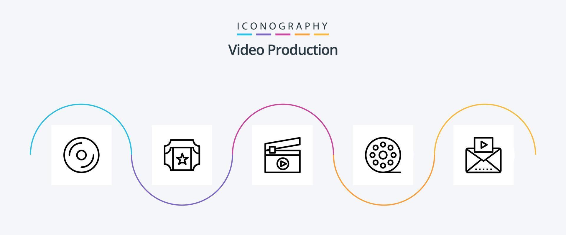 linha de produção de vídeo 5 pacote de ícones incluindo filme. cinema . filme . filme vetor