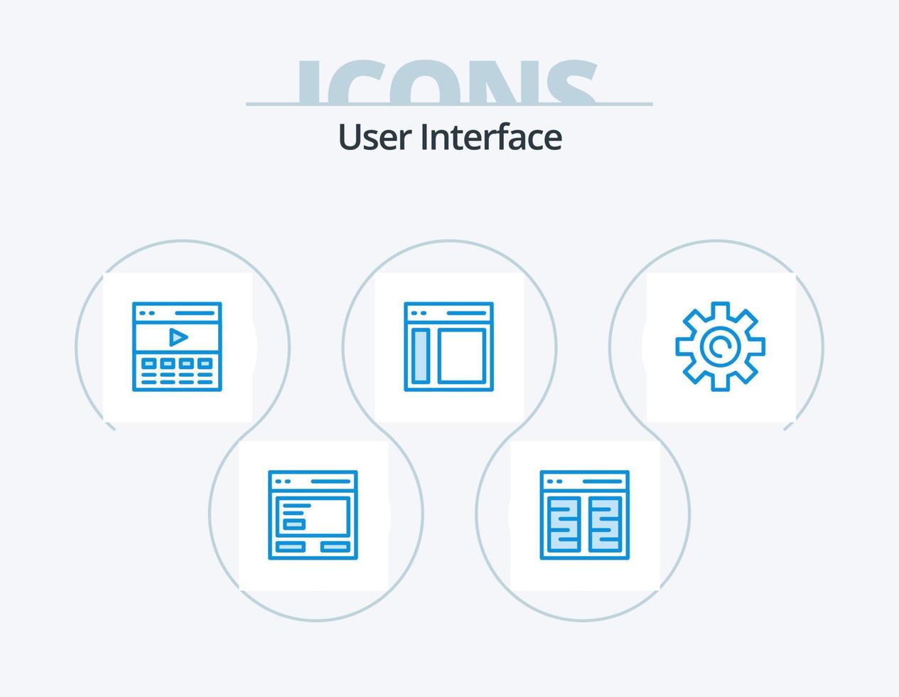 interface do usuário azul icon pack 5 design de ícone. esquerda. comunicação. interface. do utilizador. herói vetor