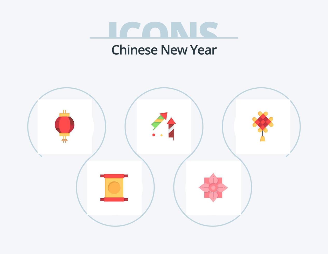 pacote de ícones planos de ano novo chinês 5 design de ícones. ano Novo. novo. ano Novo. chinês. chinês vetor