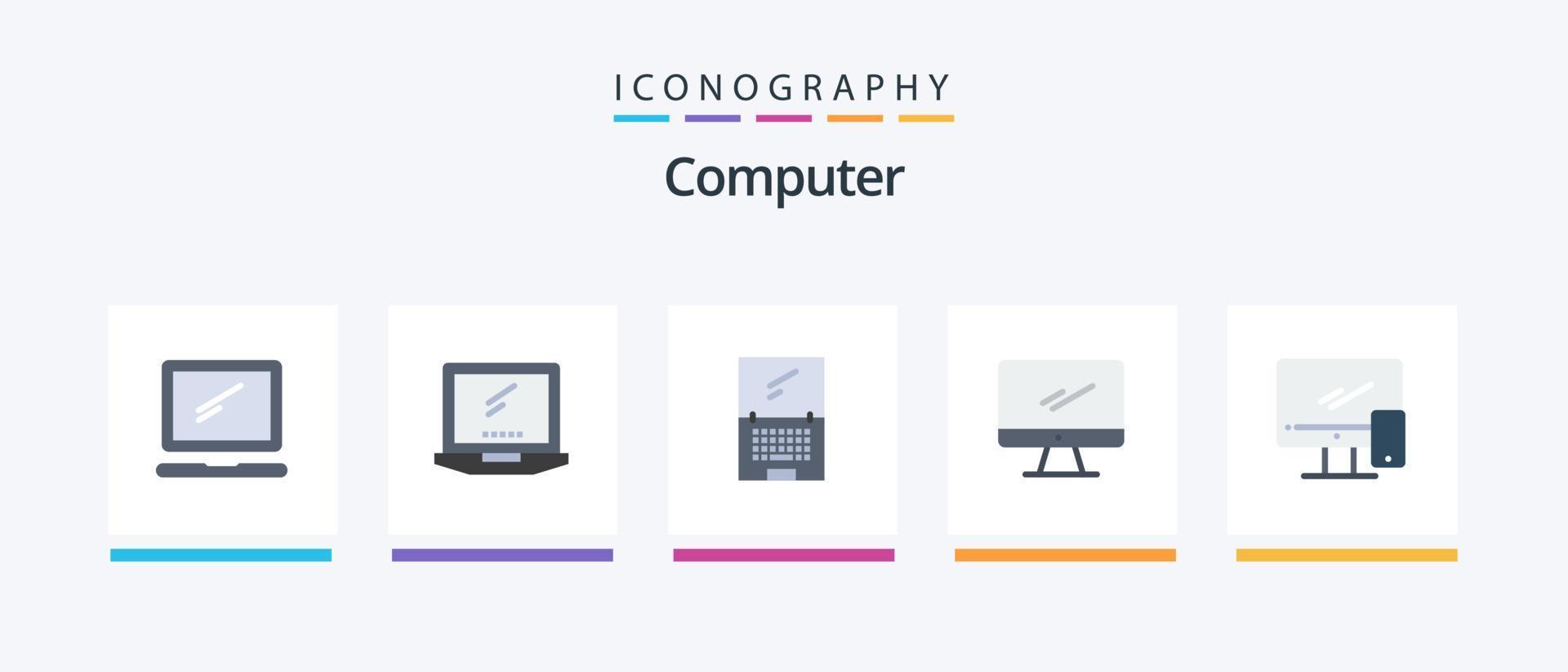 pacote de ícones plana 5 do computador, incluindo . imac. móvel. dispositivo. design de ícones criativos vetor