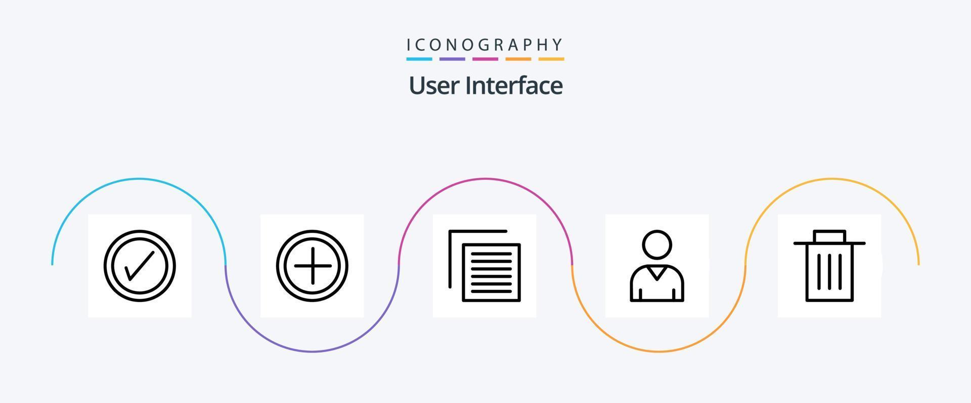 pacote de ícones da linha 5 da interface do usuário, incluindo . lixo. do utilizador. interface. do utilizador vetor