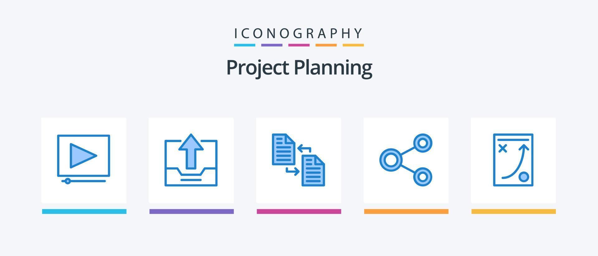 pacote de ícones de planejamento de projeto azul 5, incluindo social. rede. arquivo. link. transferir. design de ícones criativos vetor