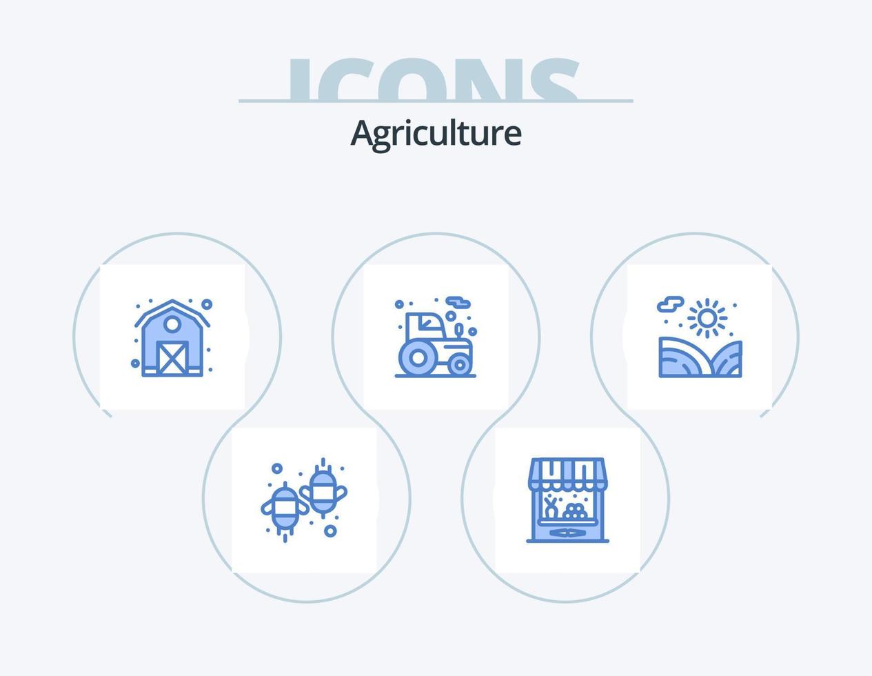 agricultura ícone azul pack 5 design de ícone. jardim. trator. enviar. fazenda. agricultura vetor