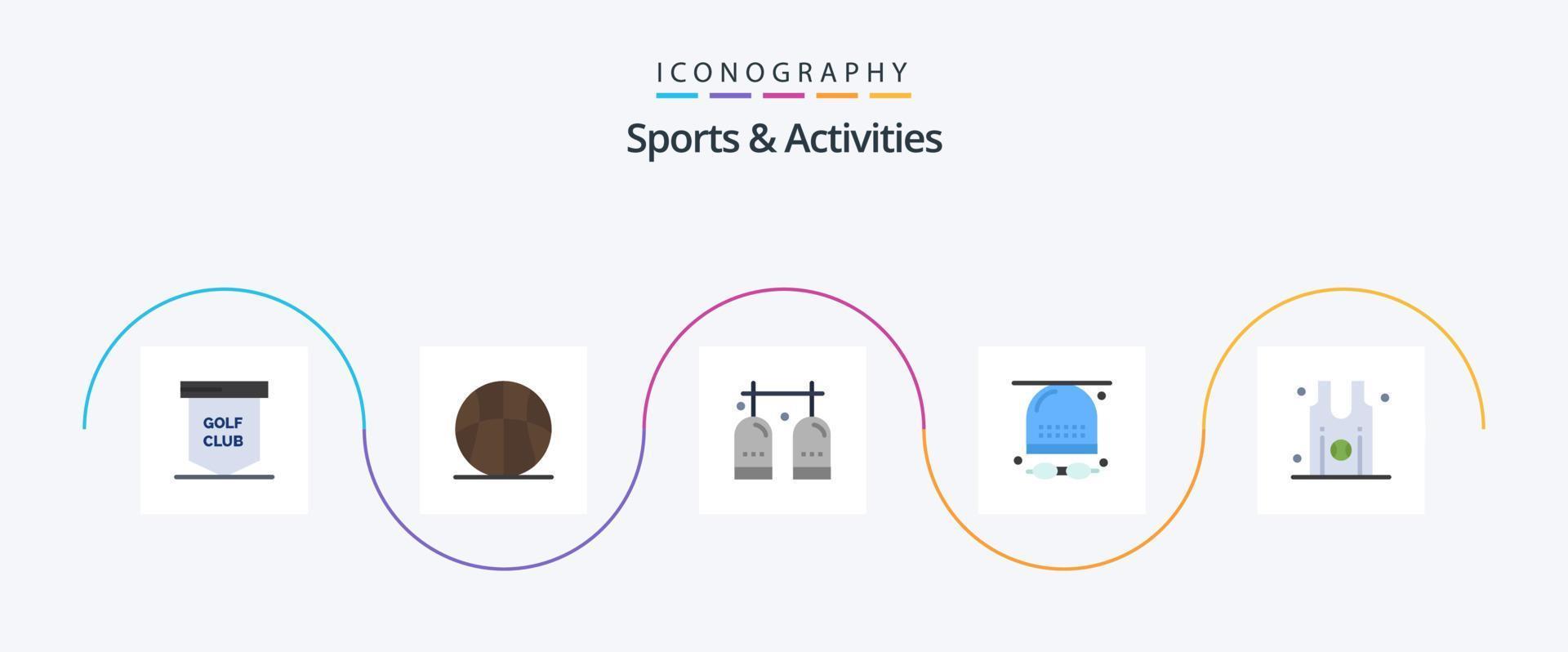 esportes e atividades flat 5 icon pack incluindo jogo. Atividades. jogo. oxigênio. equipamento vetor