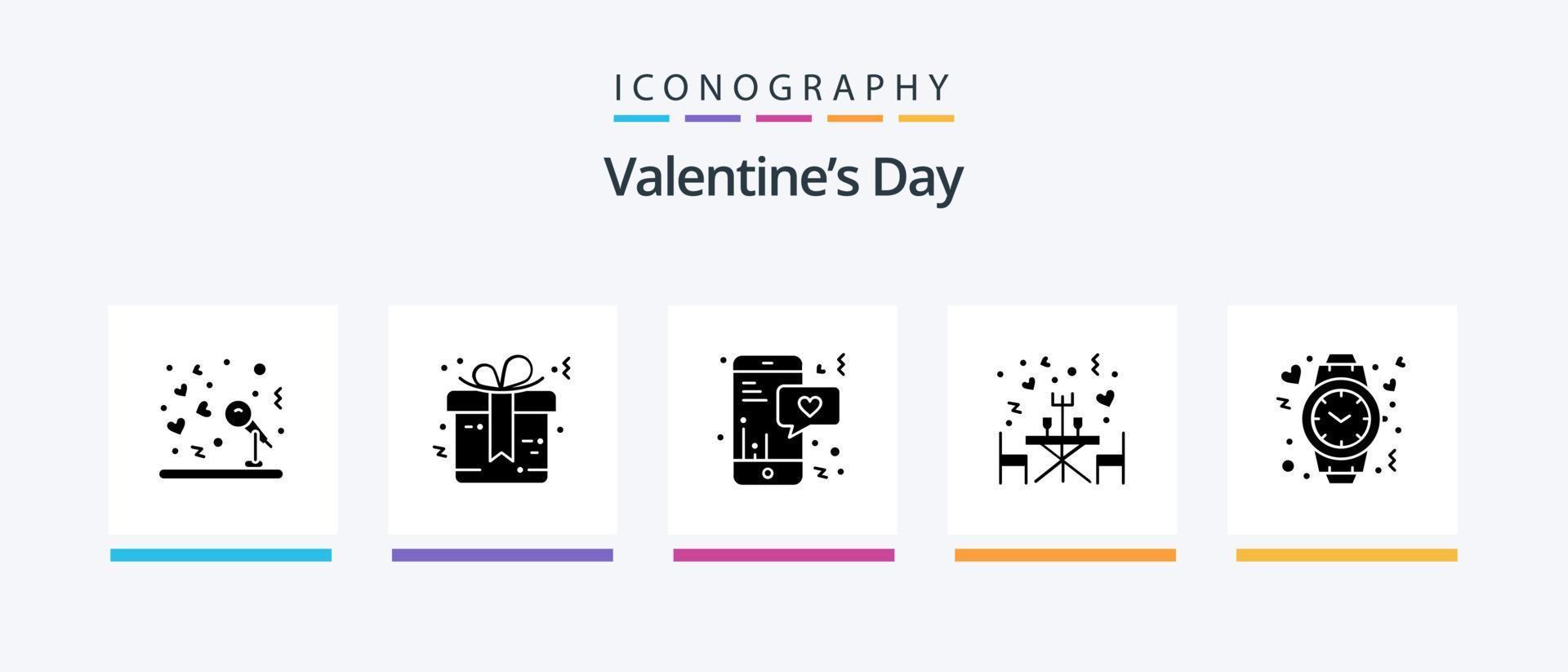 Pacote de ícones do glifo 5 do dia dos namorados, incluindo como. mesa. amor. romântico. jantar. design de ícones criativos vetor