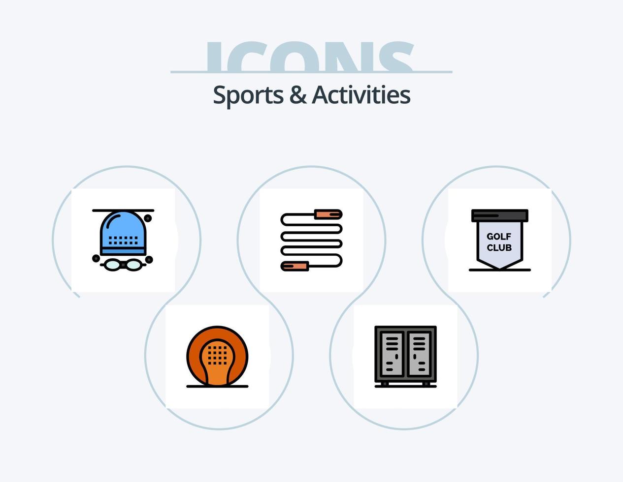 linha de esportes e atividades cheia de ícones do pacote 5 design de ícones. jogo. atletismo. Esportes. Atividades. jogo vetor