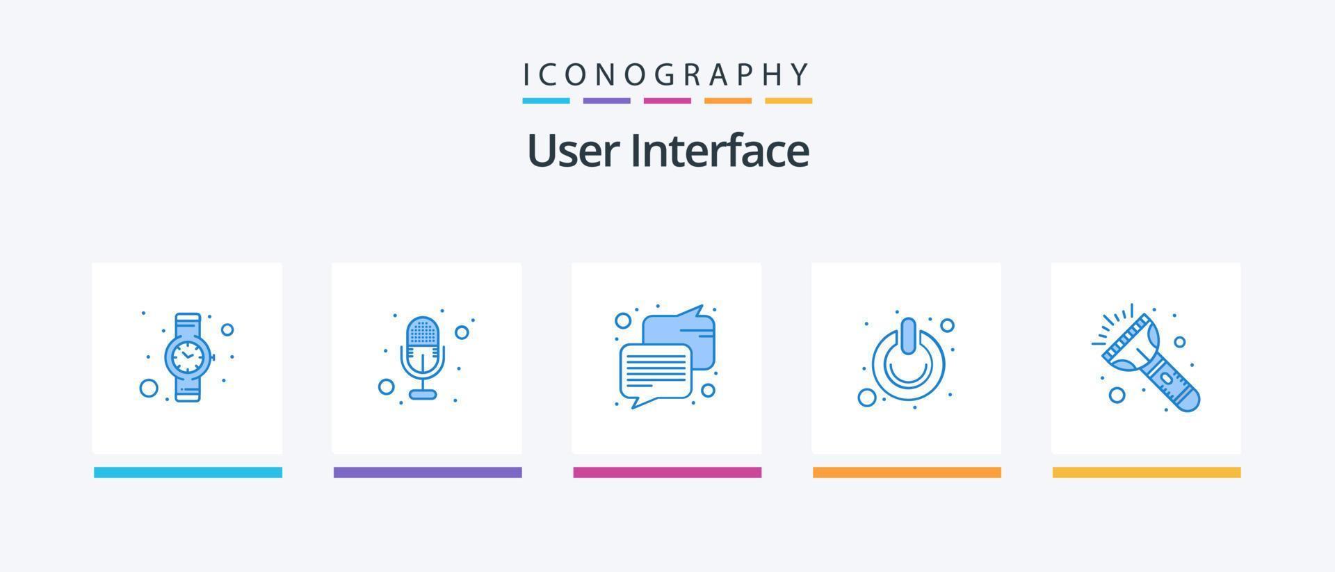pacote de ícones azul 5 da interface do usuário, incluindo . luz. mensagem. clarão. poder. design de ícones criativos vetor