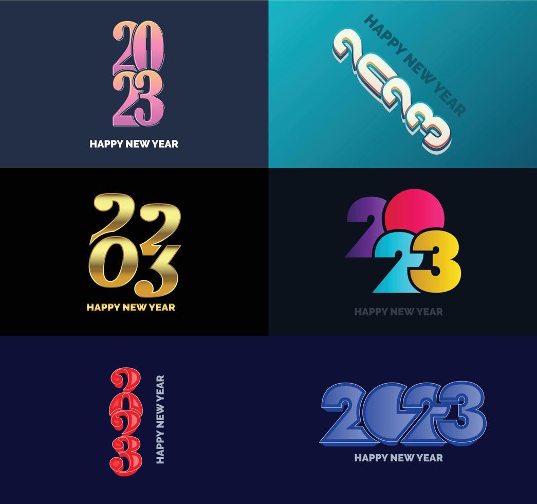 grande conjunto de design de texto de logotipo de feliz ano novo de 2023 modelo de design de número de 2023 vetor