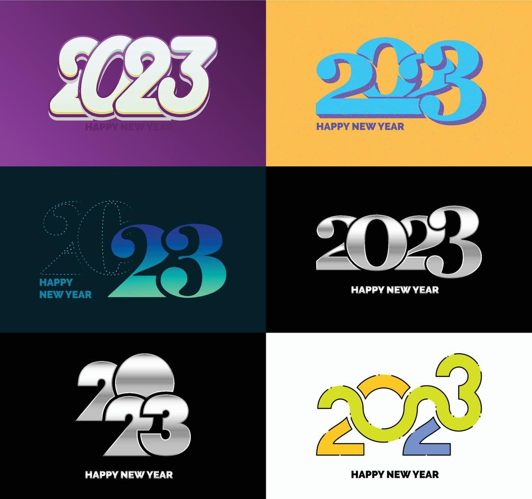 grande conjunto de design de texto de logotipo de feliz ano novo de 2023 modelo de design de número de 2023 vetor