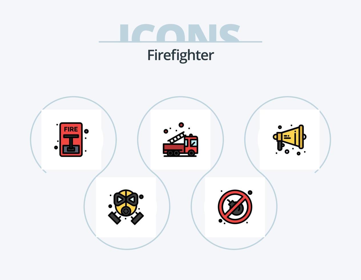 linha de bombeiro cheia de ícones pack 5 design de ícones. mapa. fogo. alto. bombeiro. combate a incêndio vetor