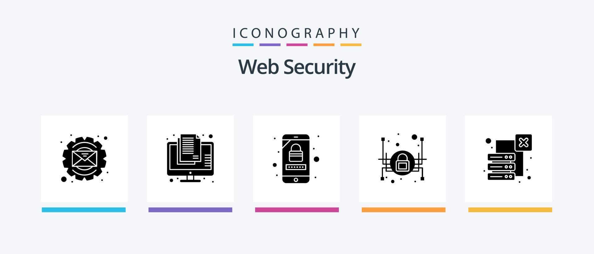 pacote de ícones de glifo de segurança da web 5, incluindo perda. segurança. segredo. cadeado. segurança para celulares. design de ícones criativos vetor