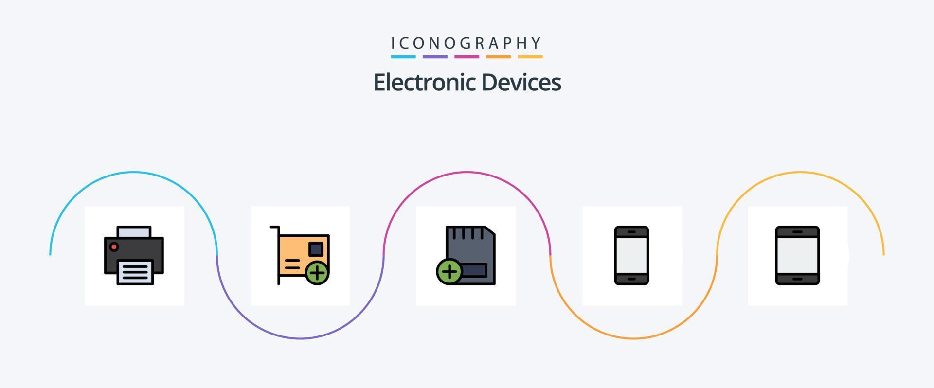 linha de dispositivos cheia de pacote de ícones de 5 planos, incluindo gadget. computadores. dispositivos. Iphone. engenhoca vetor