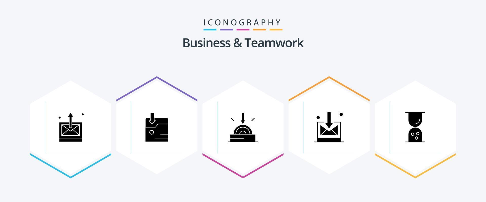 pacote de ícones de 25 glifos de negócios e trabalho em equipe, incluindo . caixa de entrada. negócios. tecnologia vetor