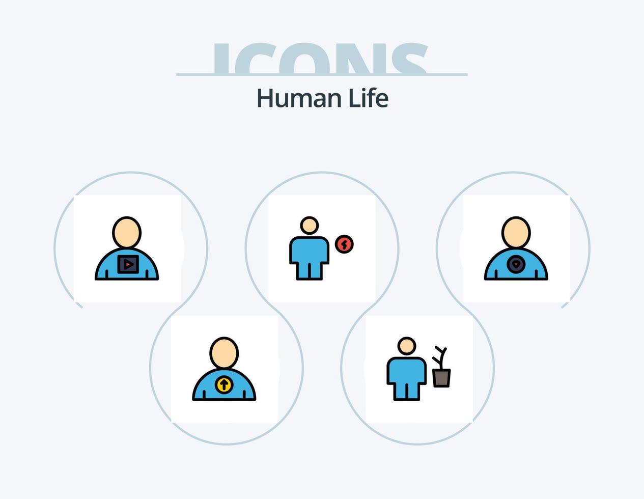linha humana cheia de ícones do pacote 5 design de ícones. . imagem. coração. humano. avatar vetor
