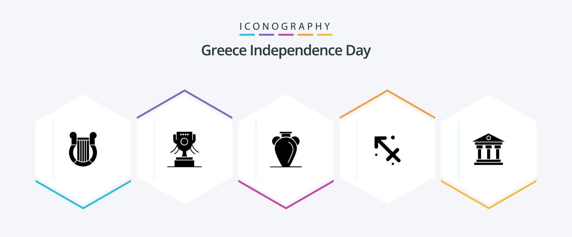 Pacote de ícones do dia da independência da Grécia 25, incluindo banco. zodíaco. cultura. Sagitário. vaso vetor