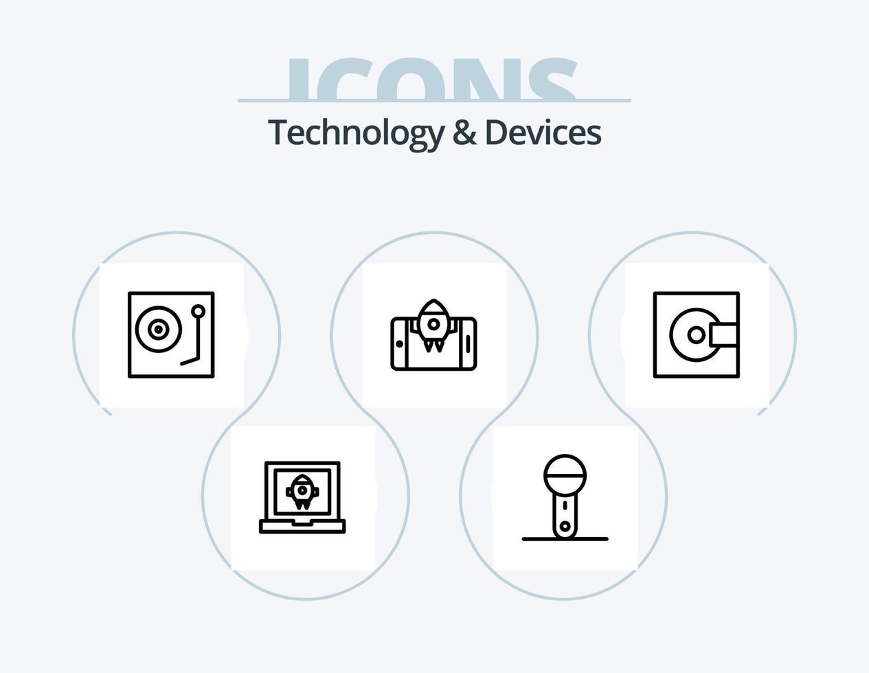 design de ícone do pacote de 5 ícones de linha de dispositivos. ar. produtos. eletrônicos. game Boy. dispositivos vetor