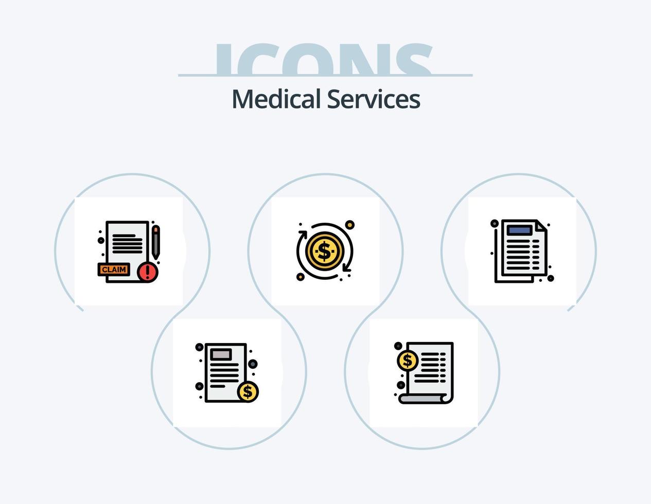 linha de serviços médicos cheia de ícones do pacote 5 design de ícones. hospital. emergência. gráfico. porta. relatório vetor