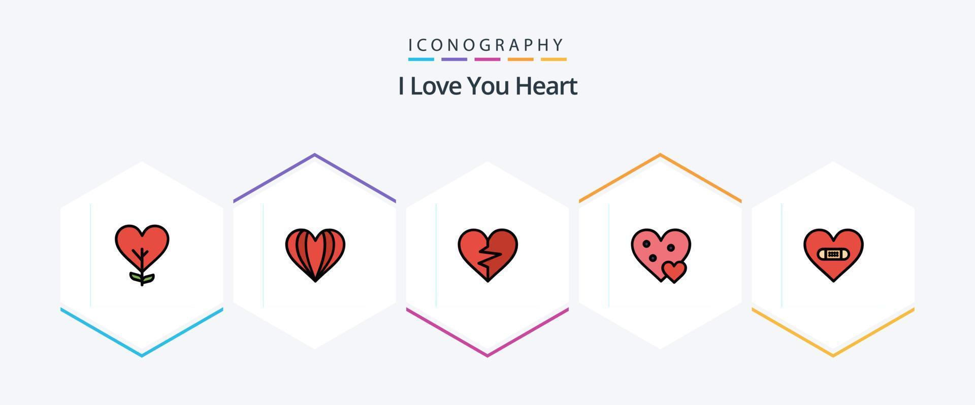 coração 25 pacote de ícones de linha preenchida, incluindo como. coração. como. quebrado. como vetor