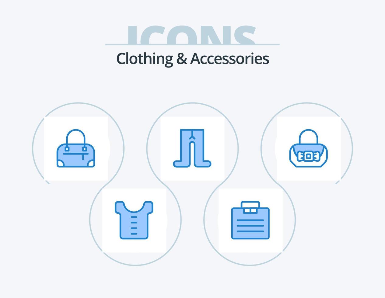 roupas e acessórios azul icon pack 5 design de ícone. . . moda. bolsa. bolsa vetor