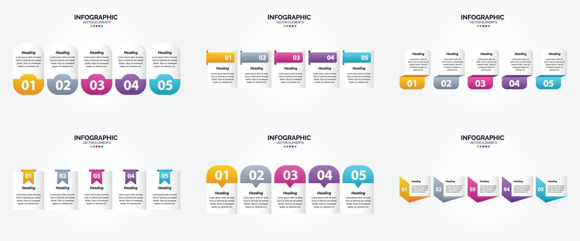 conjunto de design plano de infográficos de ilustração vetorial para folheto publicitário e revista vetor