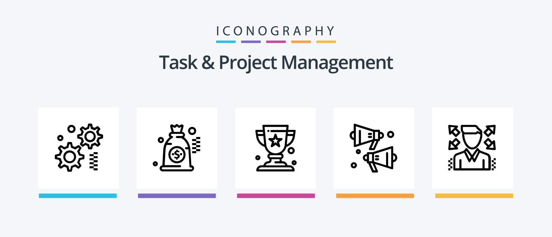 pacote de ícones de linha 5 de gerenciamento de tarefas e projetos, incluindo perfil. homem de negocios. prêmio. assistir. monitor. design de ícones criativos vetor