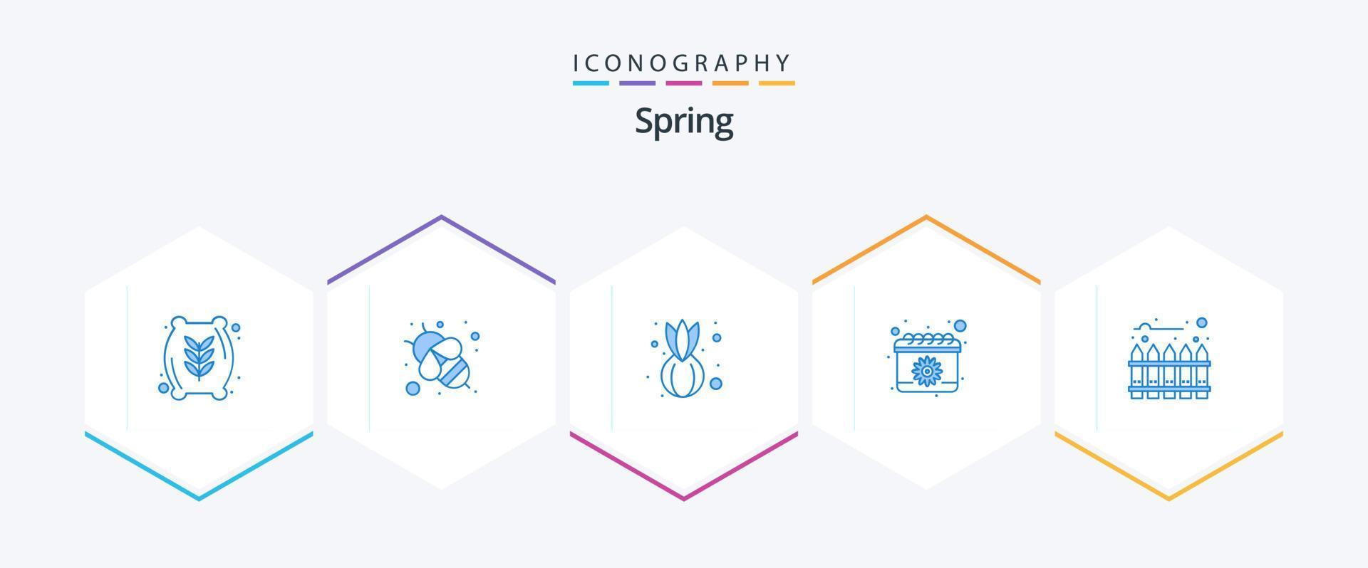 primavera 25 pacote de ícones azul incluindo . cobertura. cebola. cerca. primavera vetor