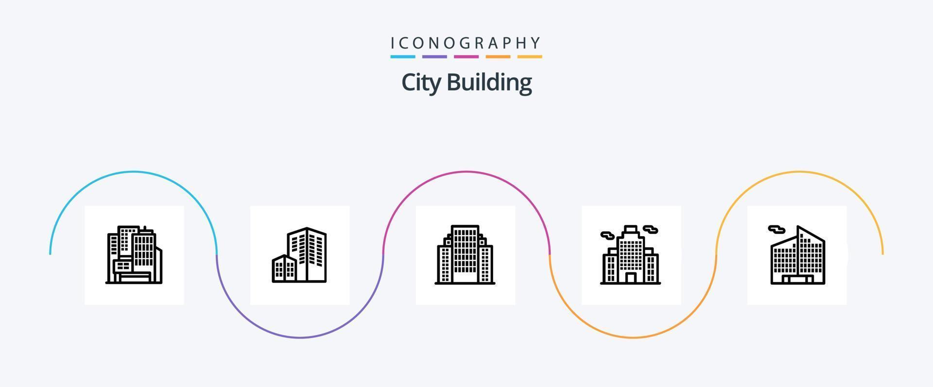 pacote de ícones da linha 5 de construção da cidade, incluindo . iness. cidade. escritório vetor