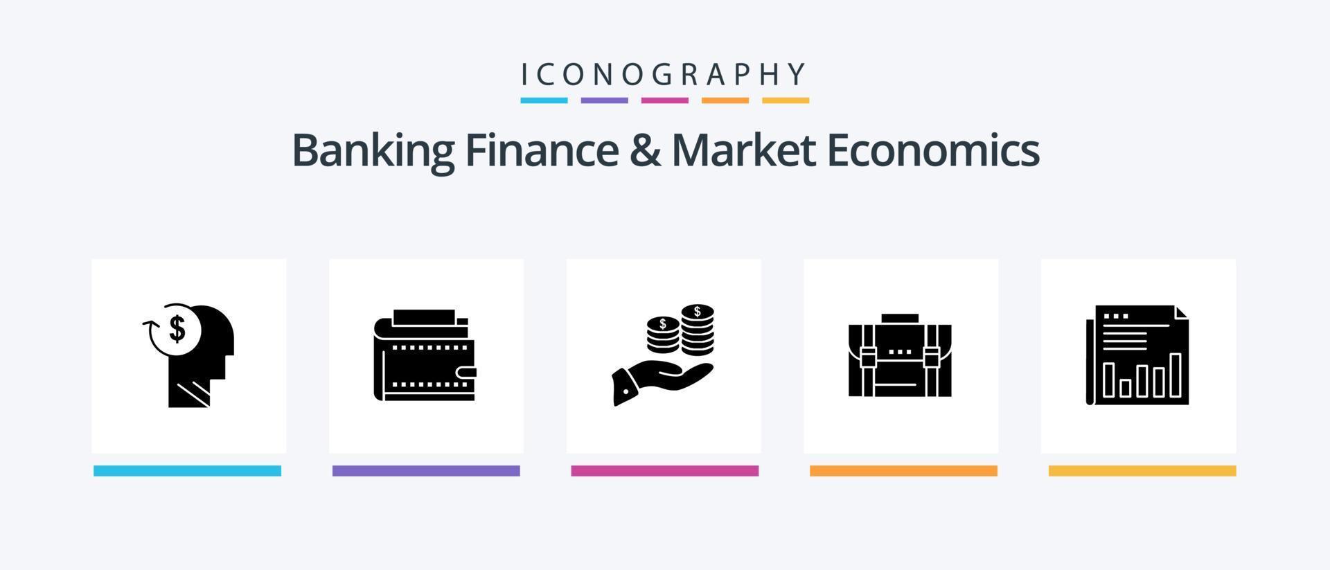 pacote de ícones de 5 ícones de finanças bancárias e economia de mercado, incluindo salvar. economia. finança. moeda. poupança. design de ícones criativos vetor