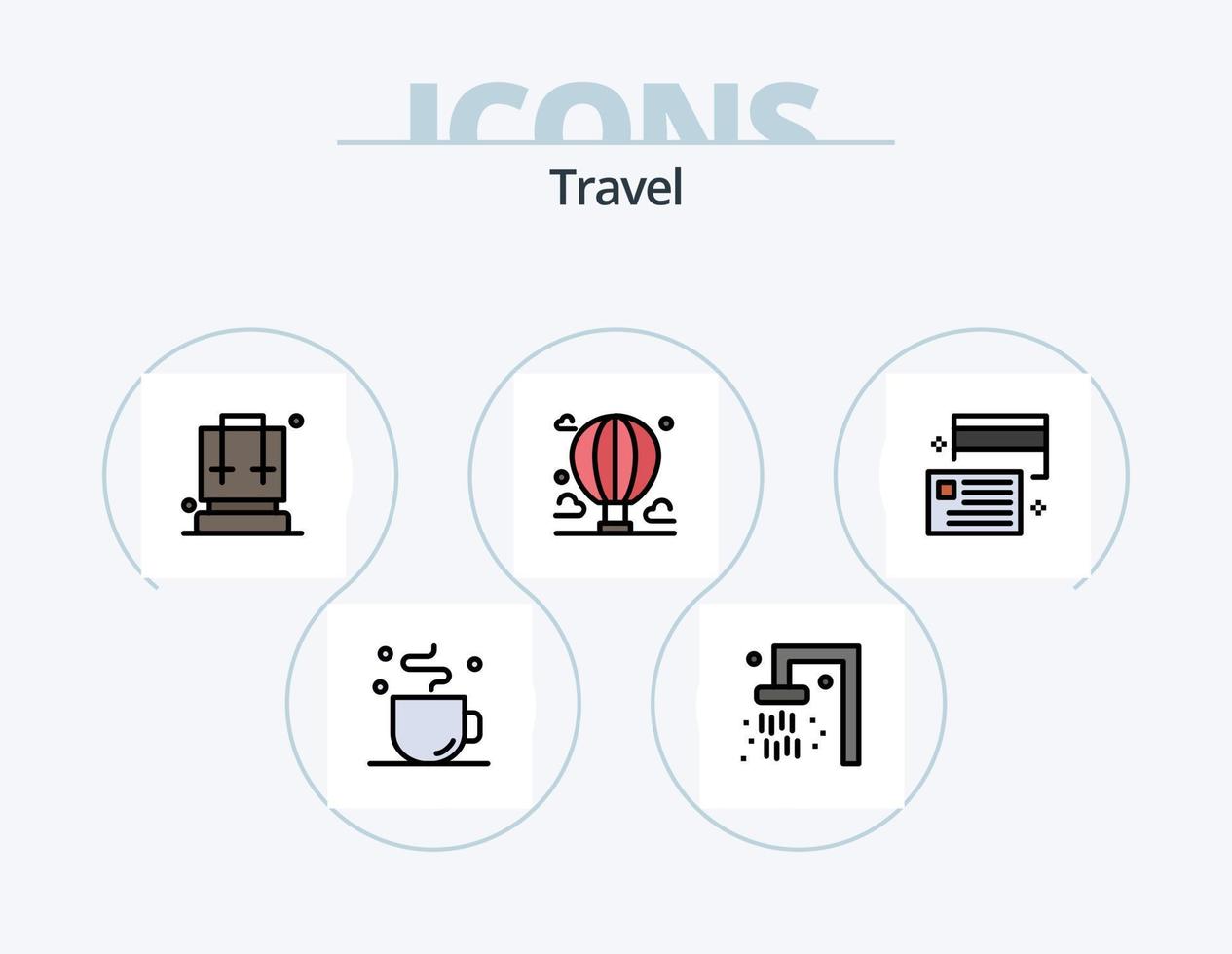linha de viagem cheia de ícones pack 5 design de ícones. viagem. férias. viagem. viagem. viagem vetor