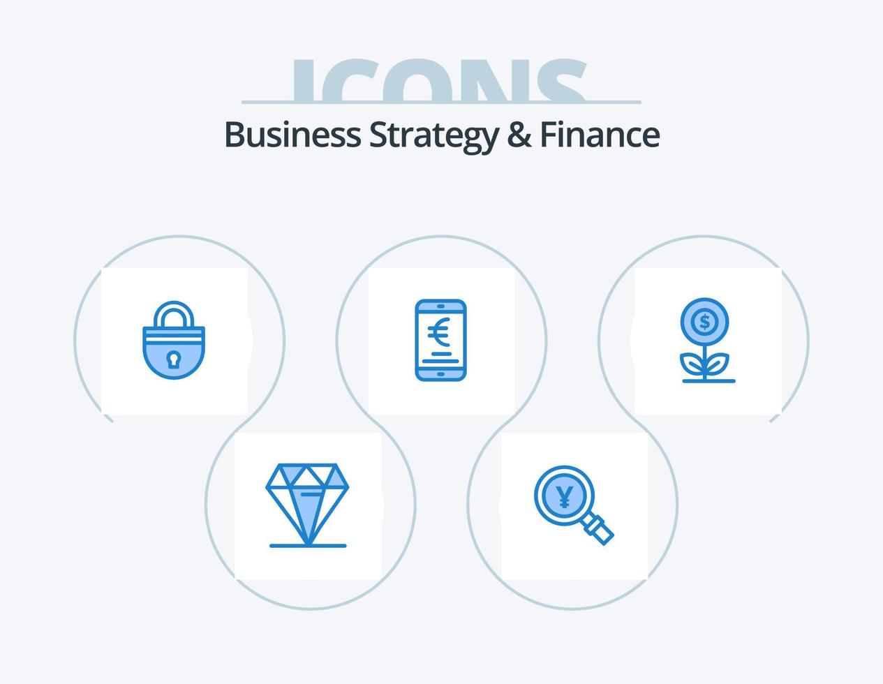 estratégia de negócios e finanças ícone azul pack 5 design de ícone. on-line. pagamento. encontrar. móvel. segurança vetor