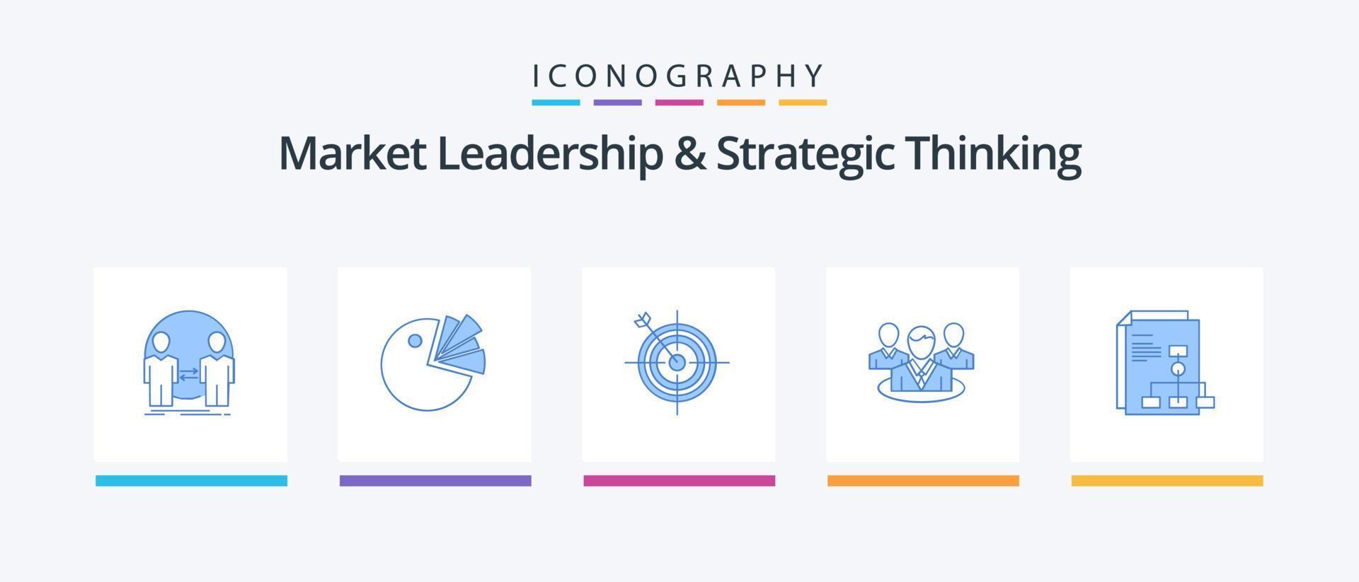liderança de mercado e pensamento estratégico pacote de ícones azul 5 incluindo conversa. bater papo. diagrama. grupo. seta. design de ícones criativos vetor