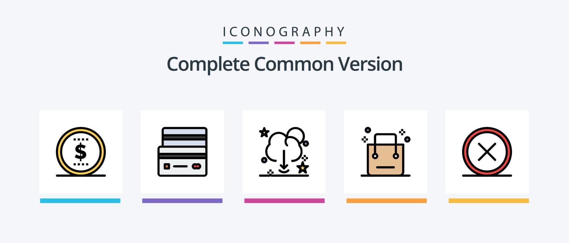 linha de versão comum completa cheia de 5 ícones, incluindo natal. bola. dinheiro. energia. cobrar. design de ícones criativos vetor