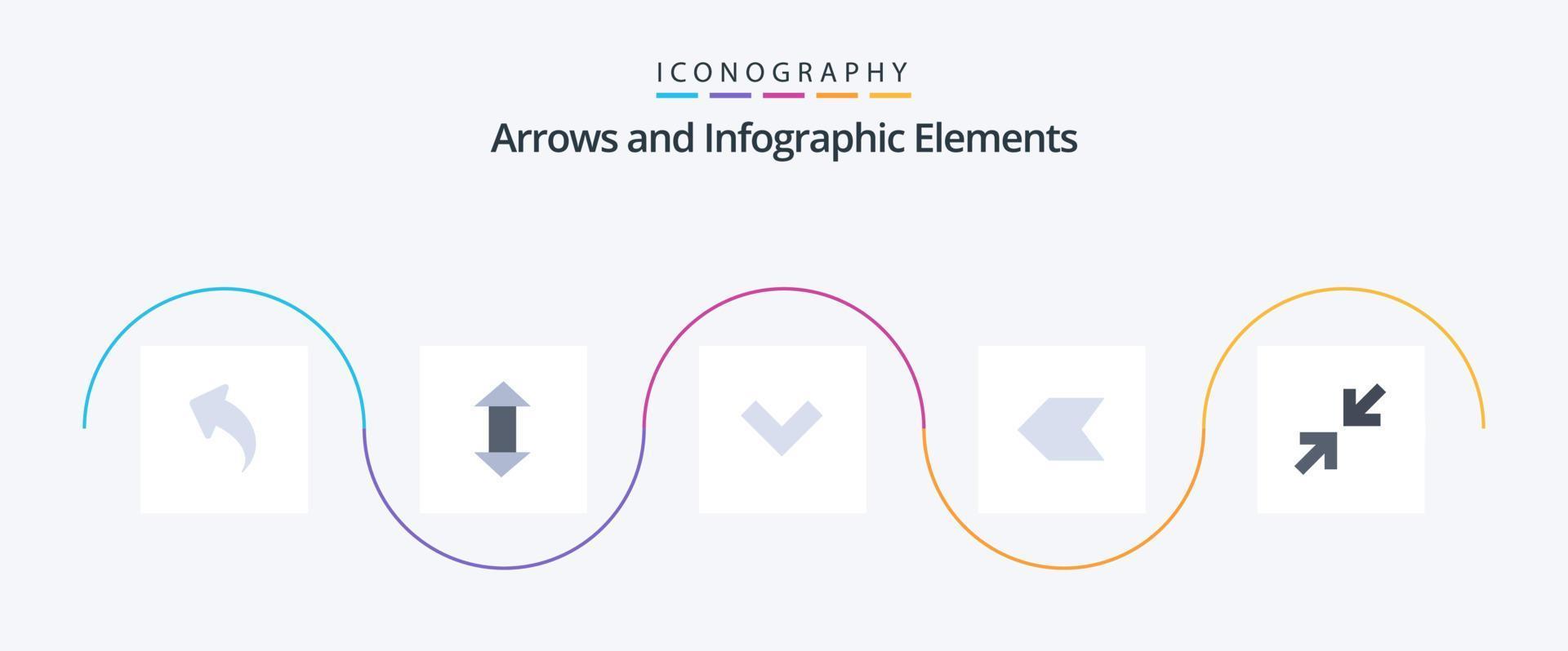 pacote de ícones de seta plana 5, incluindo . ampliação. abaixo. seta. esquerda vetor