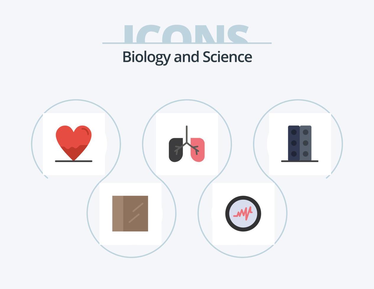 design de ícones do pacote de ícones planos de biologia 5. . . Ciência. bandeja. laboratório vetor