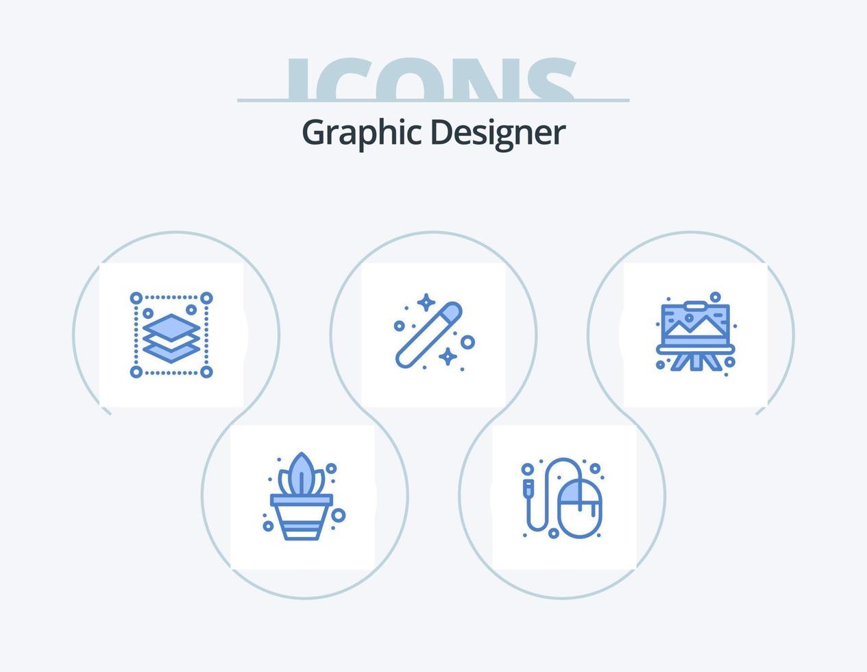 designer gráfico ícone azul pack 5 design de ícone. projetando. gráfico. copiar camadas. projetando. criativo vetor