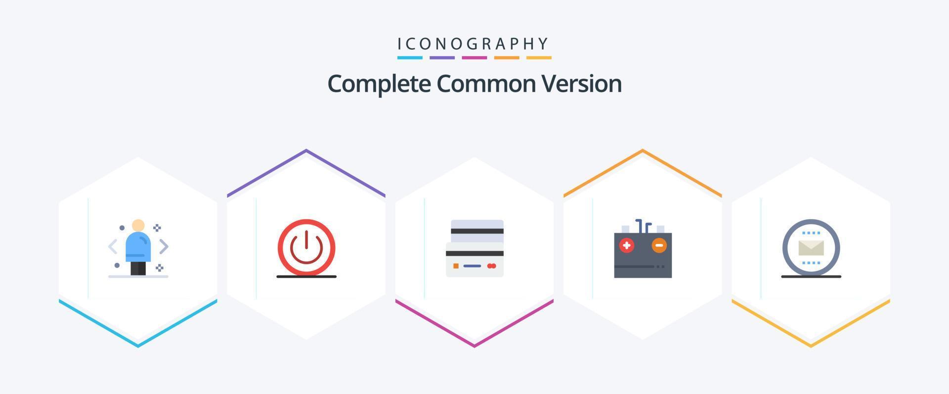 pacote completo de ícones planos da versão comum 25, incluindo carregamento. bateria. poder. compras. débito vetor