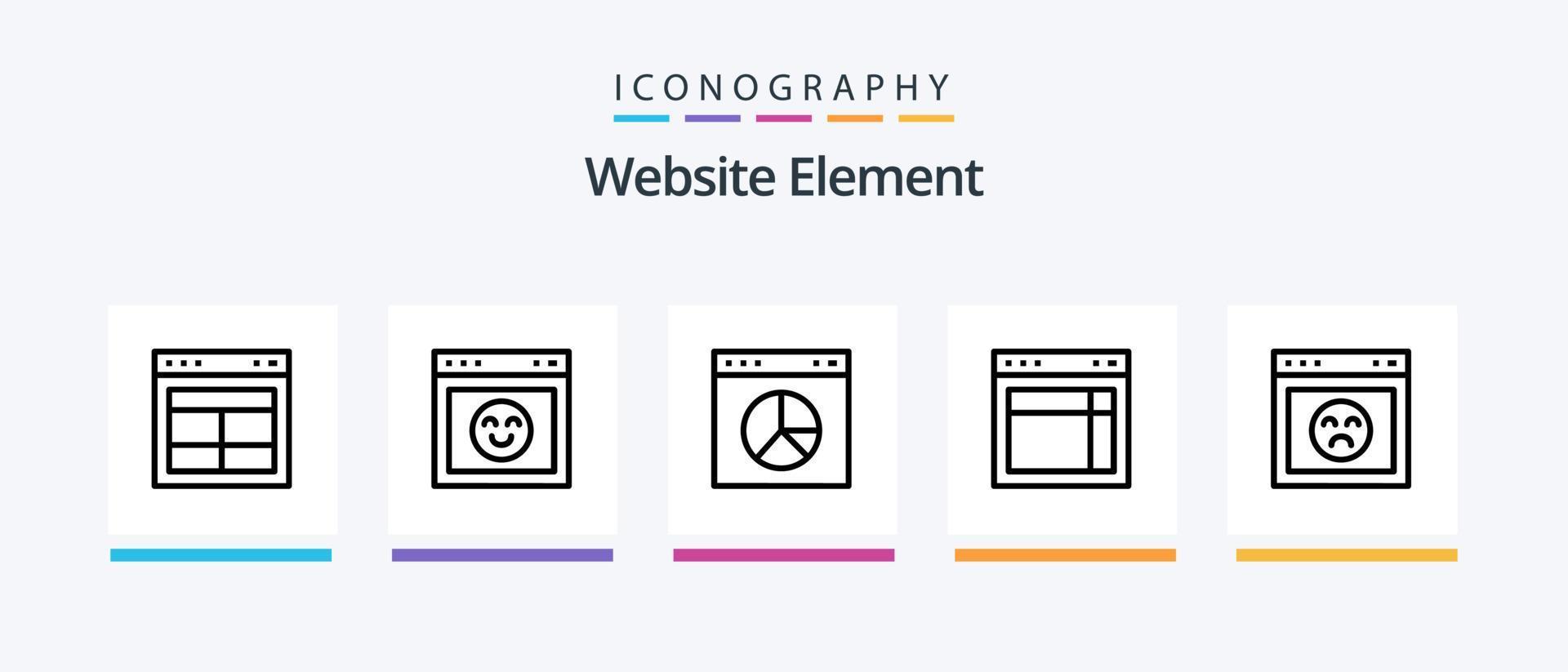 pacote de ícones da linha 5 do elemento do site, incluindo navegador. local na rede Internet. local na rede Internet. página. local na rede Internet. design de ícones criativos vetor