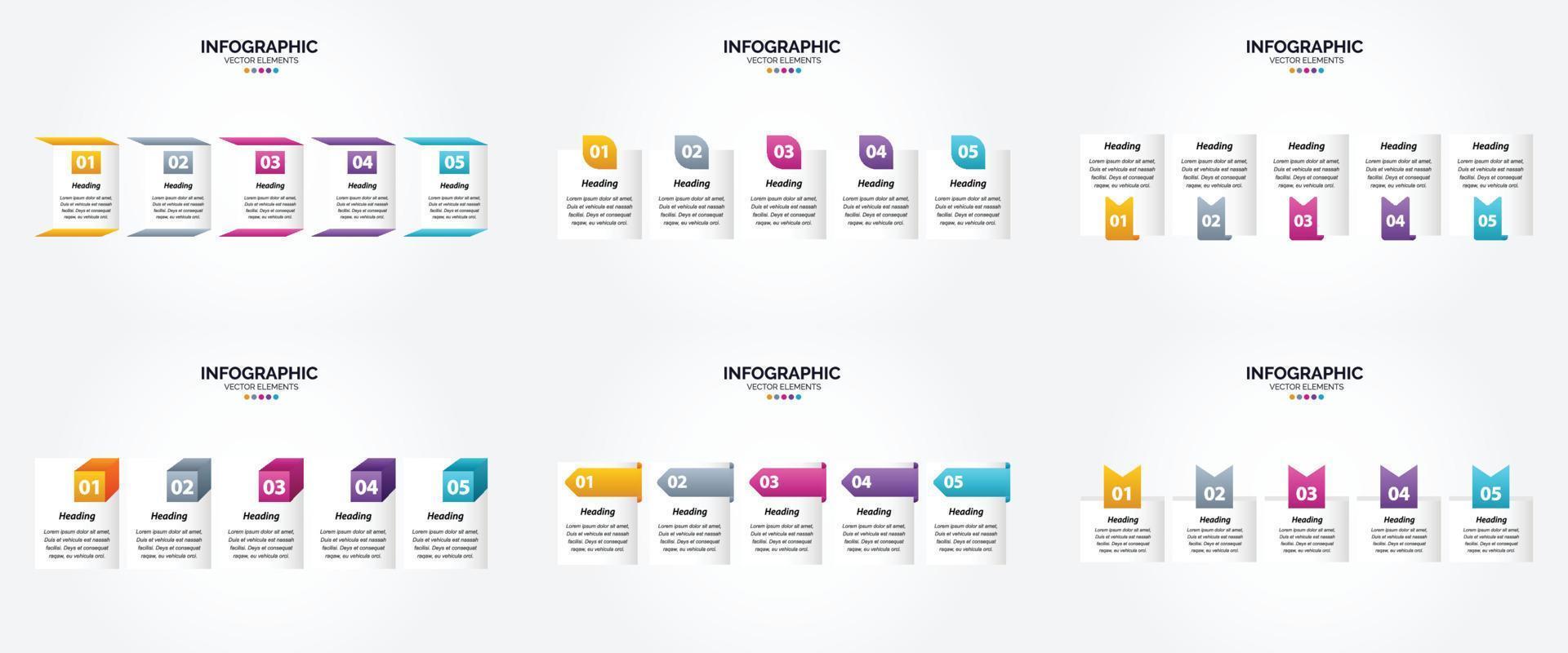 conjunto de design plano de infográficos de ilustração vetorial para folheto publicitário e revista vetor