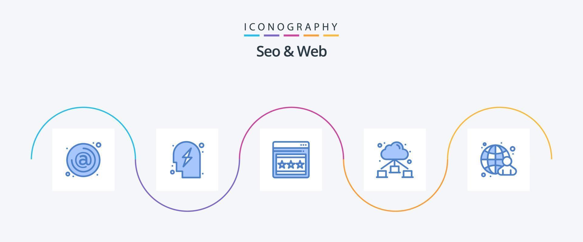 pacote de ícones seo e web azul 5, incluindo humano. homem de negocios. poder. nuvem. rede vetor